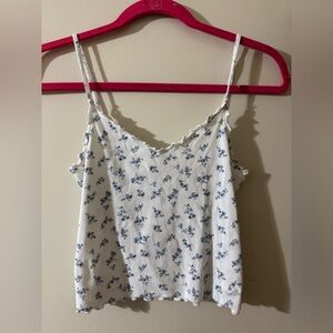 Hollister White and Blue Floral Camisole